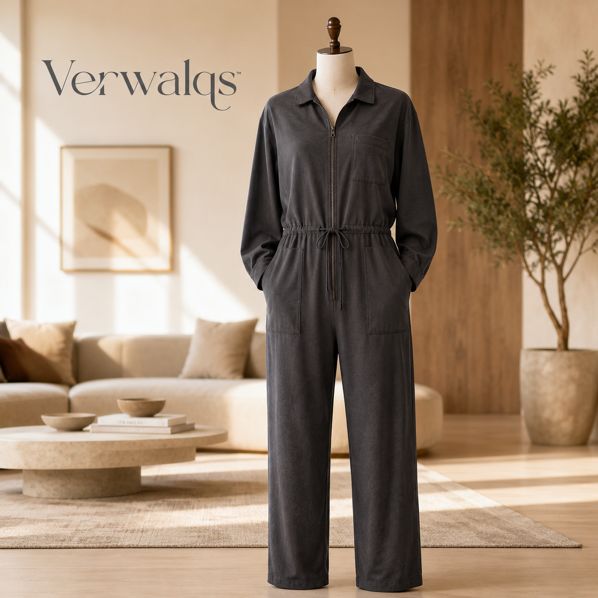 Verwalqs™ EaseMove Lounge Jumpsuit – Unisex Soft One-Piece Utility Homewear