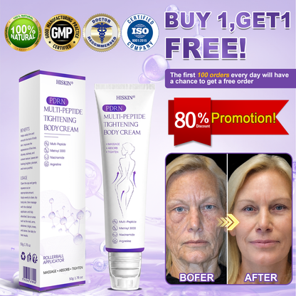 Certified: HISKIN® PDRN Multi-Peptide Massaging Body Roller Cream- Anti-aging, Hydrating, Skin Firming & Lifting, Skin Repair, Even Tone, Acne and Dark Spot Treatment, Wart and Mole Removal, and Psoriasis Relief.