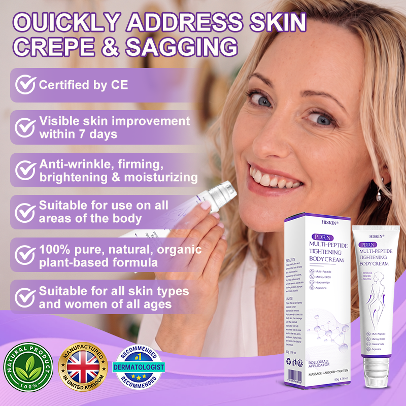 Certified: HISKIN® PDRN Multi-Peptide Massaging Body Roller Cream- Anti-aging, Hydrating, Skin Firming & Lifting, Skin Repair, Even Tone, Acne and Dark Spot Treatment, Wart and Mole Removal, and Psoriasis Relief.