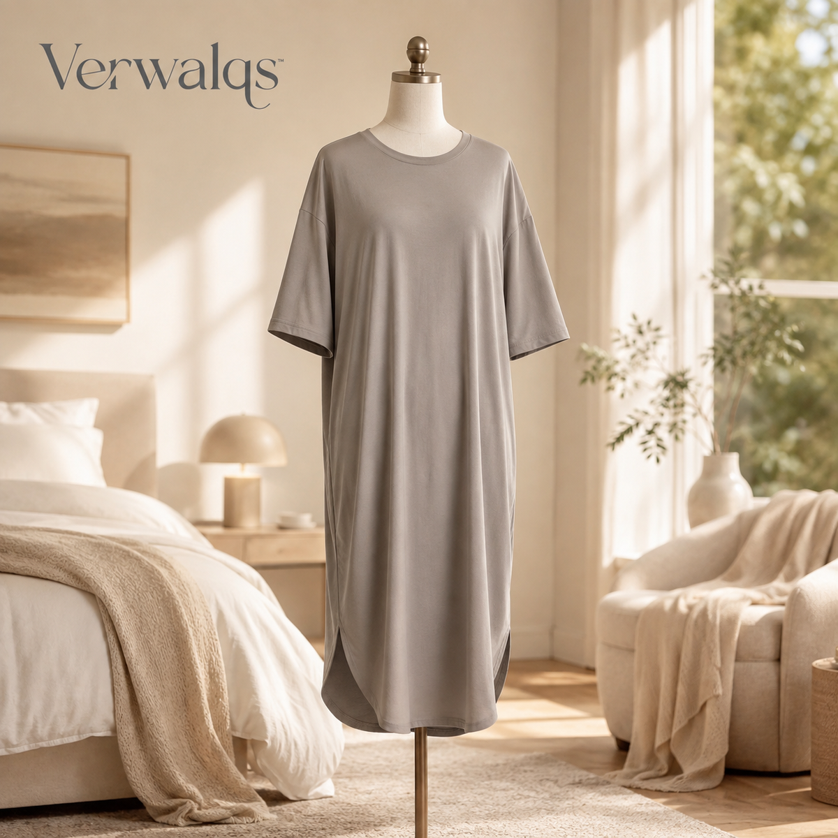 Verwalqs™ QuietDrape Modal Sleep Shirt – Oversized Unisex Longline Nightshirt