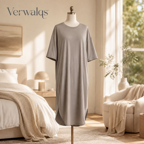 Verwalqs™ QuietDrape Modal Sleep Shirt – Oversized Unisex Longline Nightshirt