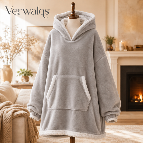 Verwalqs™ CalmNest Wearable Blanket Hoodie – Oversized Unisex Sherpa Home Poncho